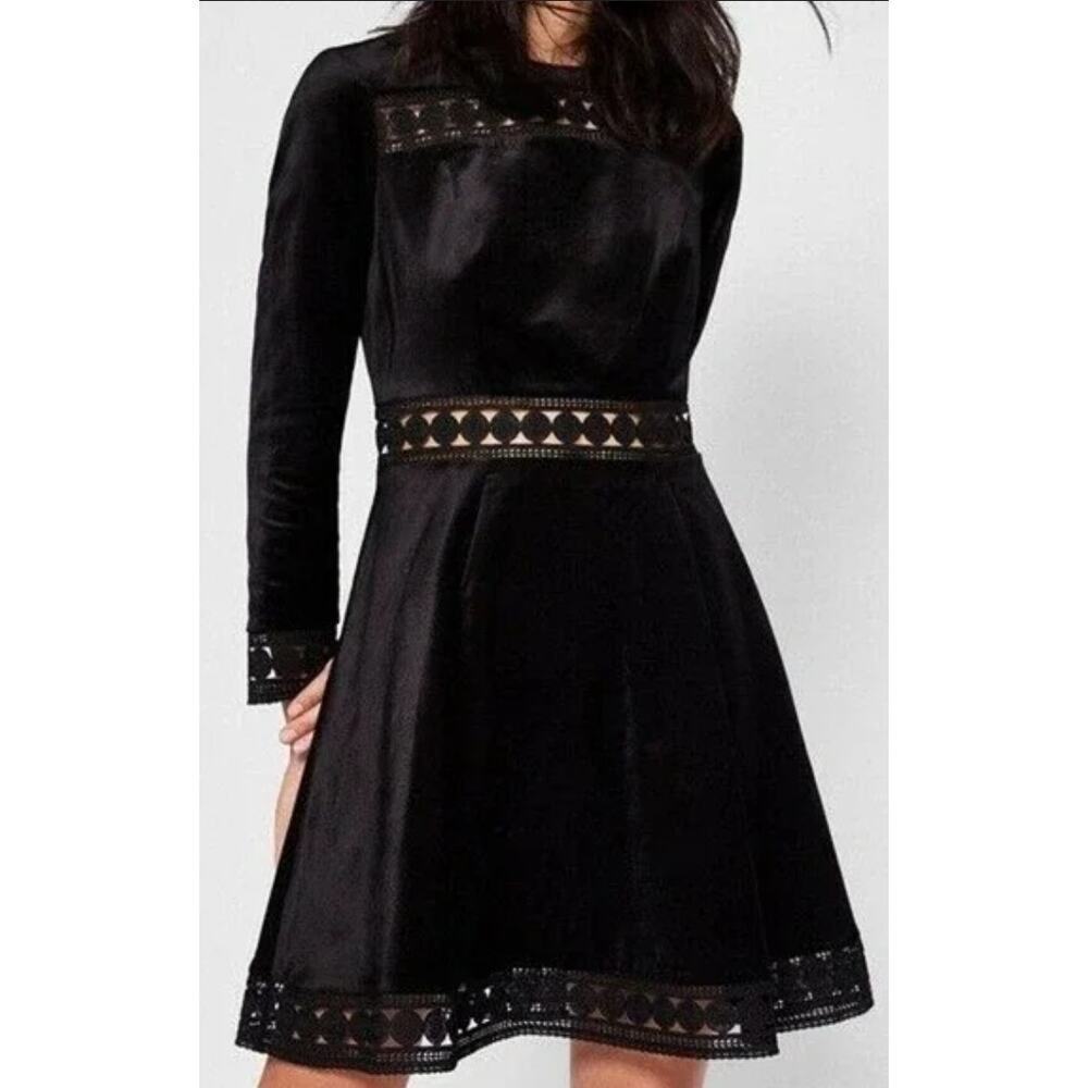 Ted Baker Lullita Black Velvet Cutout Mini Dress